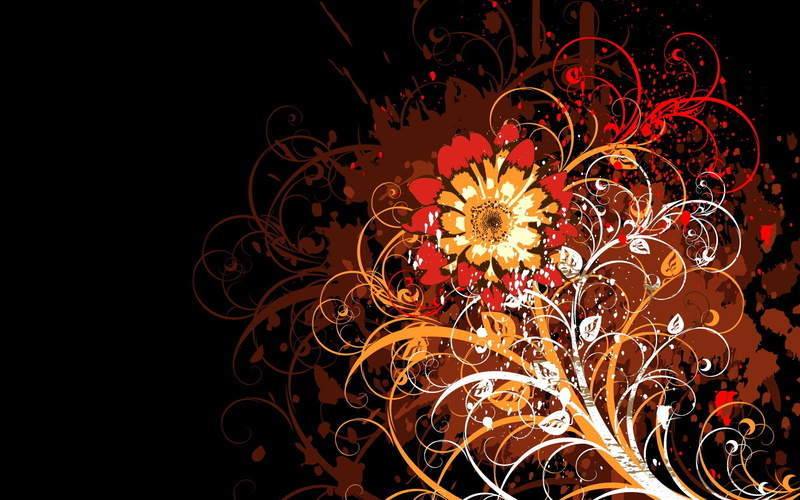 ornament, nature, black background, curled Up, illustrations And Vector Art, saver, art, season, copy space, close-up, glowing, abstract, illuminated, pattern