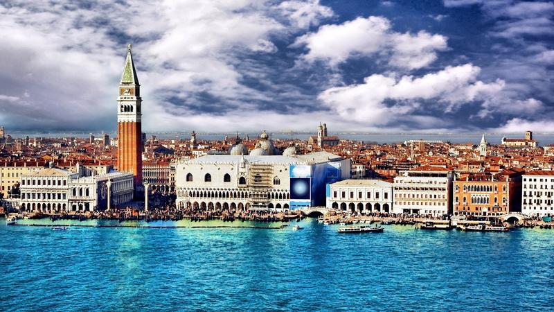 san Giorgio Maggiore, tall - high, tower, journey, bell Tower - Tower, city, gondola, no people, grand Canal - Venice, 1080P, lagoon, bright colors, campanile - Venice