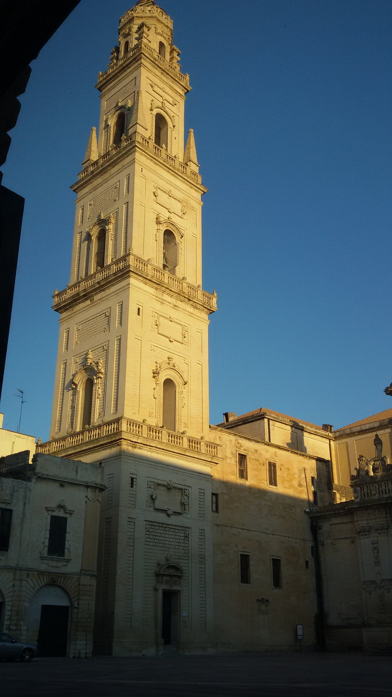 religion, tower, bell Tower - Tower, piazza duomo, outdoors, low angle view, no people, puglia, clear sky, day, spirituality, historical centre, building exterior