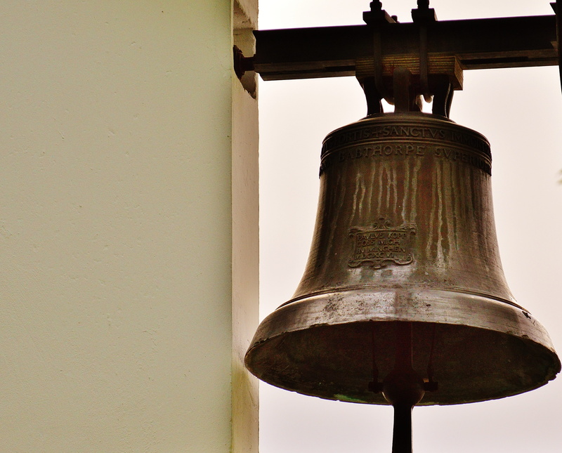 Church Bell, old, cultures, low angle view, wood - material, outdoors, close-up, the past, church, built structure, brass, electric lamp, bell, metal, wine