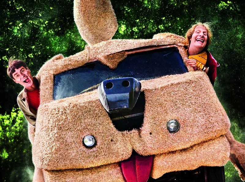 brown, leisure activity, comedy, 2014, people, smiling, young women, car, Adventure, enjoyment, casual clothing, best friends, outdoors, Jim Carrey, dumb