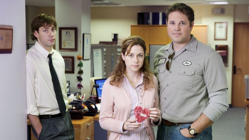John Krasinski, The Office (US), Jim Halpert, Jenna Fischer, David Denman, Roy Anderson, Pam Beesly, 1080P, TV Show