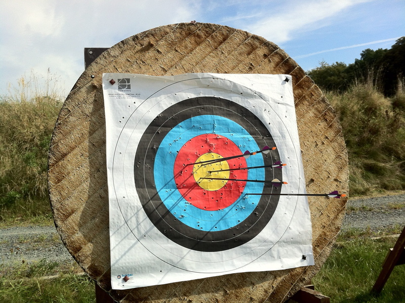 gold, arrow, yellow, Arrows, bogensport, sport, plant, Target, nature, field, close-up, hits, cloud - sky, no people, Archery, arch, day, geometric shape