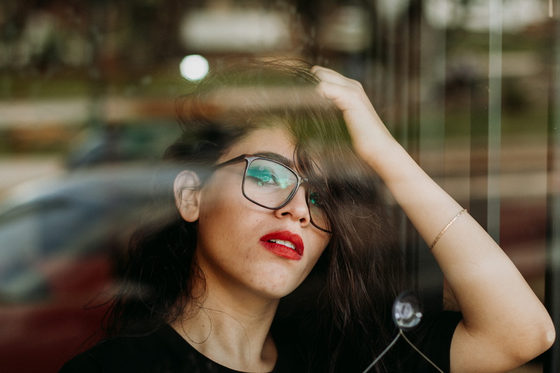hairstyle, daylight, lifestyles, person, eyewear, shirt, reflection, beautiful, girl, 4K, teenager, woman, facial expression, young women, skin, eyeglasses