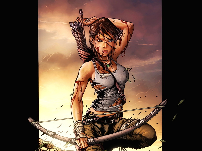 weapons, quiver, one person, lifestyles, illustration, Survivor, Lara Croft, game, real people, hairstyle, hair, three quarter length, front view
