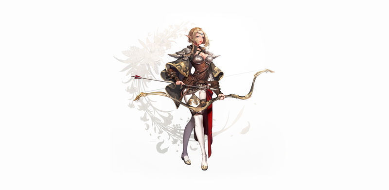 Bow, Illustration, Arrow, MAHO, Elf Archer, Style, Background, Girl, Character, Figure, 4K, Art, Fantasy