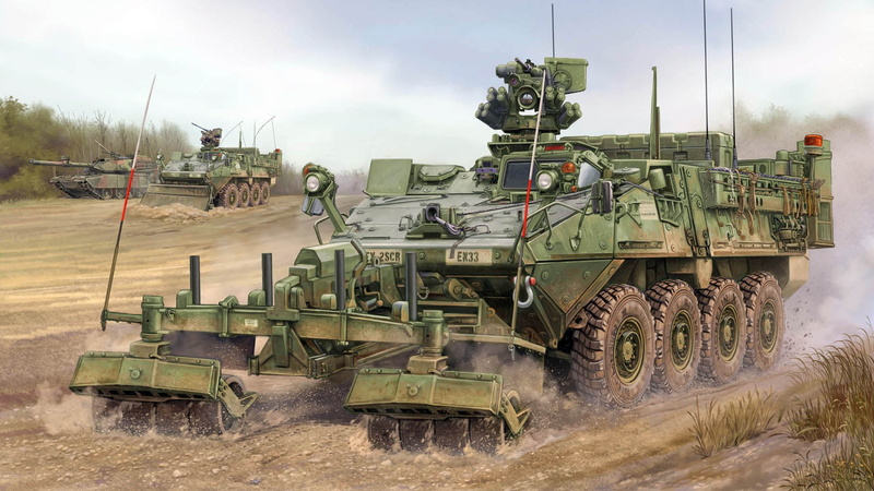 Engineer Squad Vehicle, M1132, army combat vehicle, Stryker, Engineer Support Vehicle, APC, 1080P, ESV, the engineering obstacle clearing machine