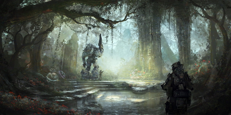 day, Titanfall, drawn, tree, forest, standing, representation, religion, cave, fog, nature, travel, plant, travel destinations, human representation, 1080P