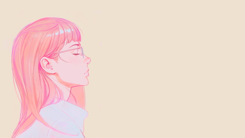 closed eyes, glasses, Ilya Kuvshinov, 1080P, drawn, side view, digital art