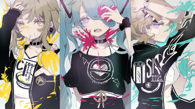 Megpoid Gumi, drawn, Kagamine Rin, Vocaloid, anime girls, 1080P, Hatsune Miku