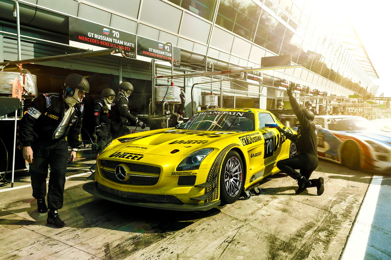 Team, Pit, GT3, SLS, Russian, Viatti, Mercedes-Benz, 1080P, Yellow, AMG, Stop, Race