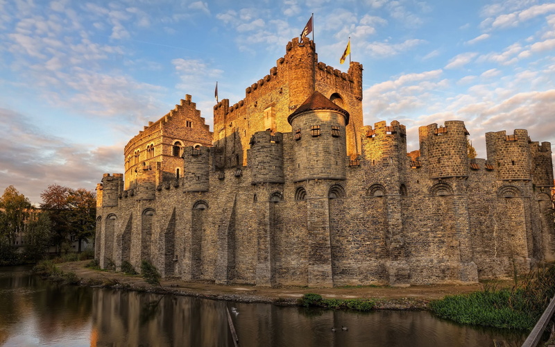 Moat, concrete, Belgium, 2K, brown, Castle