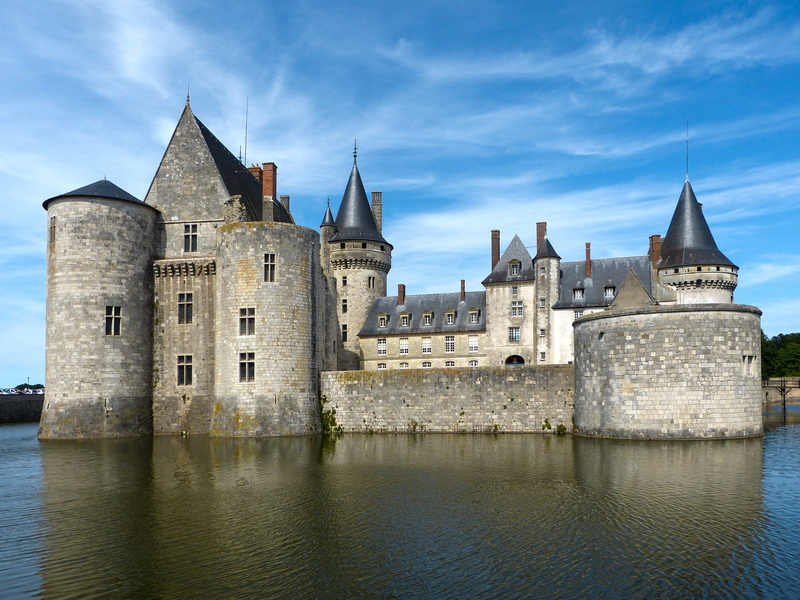 medieval, france, moated castle, historically, chateau sully in the loire valley, nature, fort, travel, no people, city, built structure, old, the past