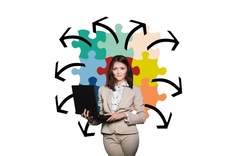 man, copy space, young adult, standing, digital composite, silhouettes, indoors, economy, woman, white background, women, office, unit, communication, holding