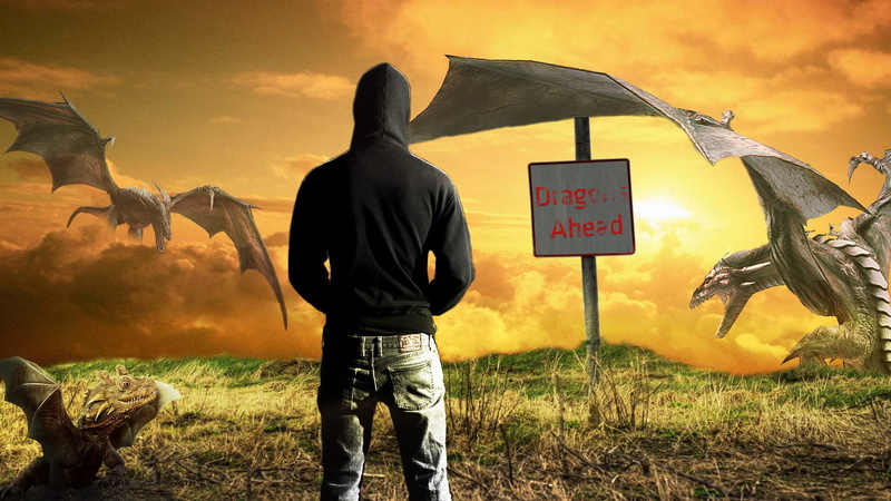 ahead, rear view, orange color, person, sunset, sky, lifestyles, one person, environment, nature, dragon, standing, dragons, signage, Sun, sign, outdoors