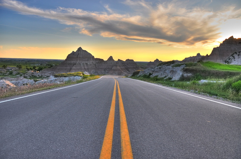 uSA, outdoors, blue sky, 2K, nature, Curves Ahead, campground, badlands, road, sky, mountain, Highway, HDR, blue, landscape, travel, cliffs