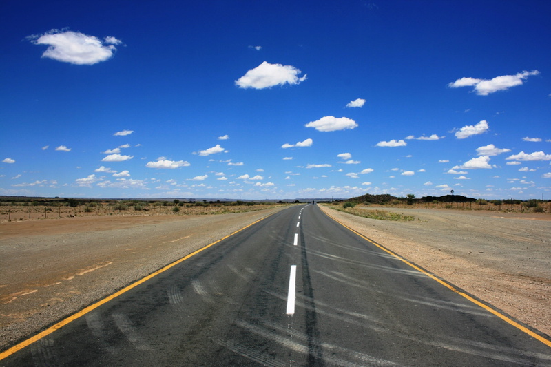 travel, namibia, highway, landscape, day, never ending road, sign, 2K, cloud - sky, nature, black, sealed road, dry, environment, hot, scenics - nature
