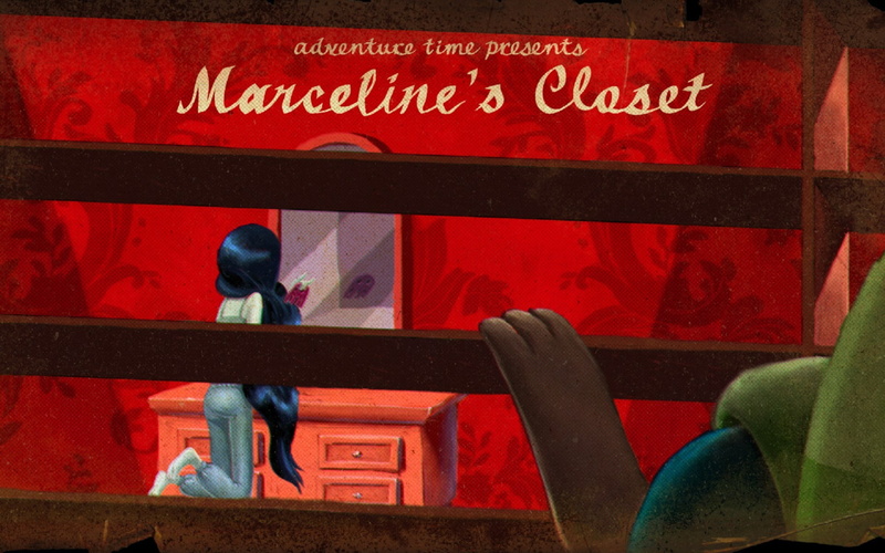 outdoors, closet, western script, red, 1080P, sitting, leisure activity, script, standing, non-western script, people, Adventure Time, message, real people