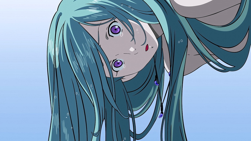 anime, Eureka Seven, Eureka (character), purple eyes, open mouth, 1080P, anime girls, aqua hair, crying, long hair