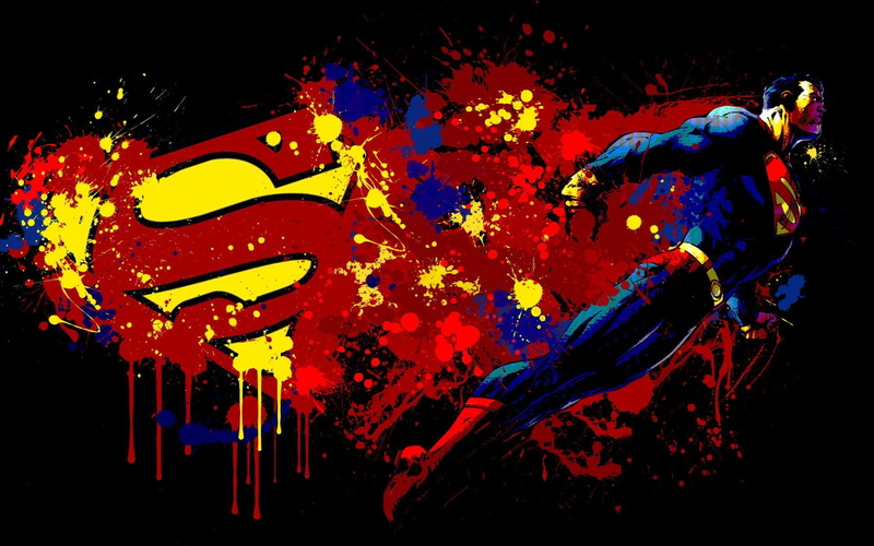 superman, paint, great, unique, splash, 1080P, colors, art