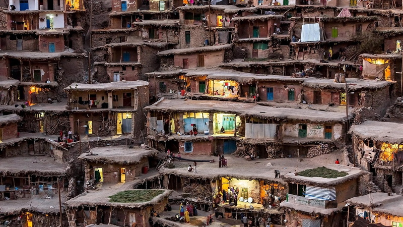 roof, group of people, residential district, day, crowd, architecture, nature, house, unique town, incidental people, market, gilan province, 1080P, large group of people