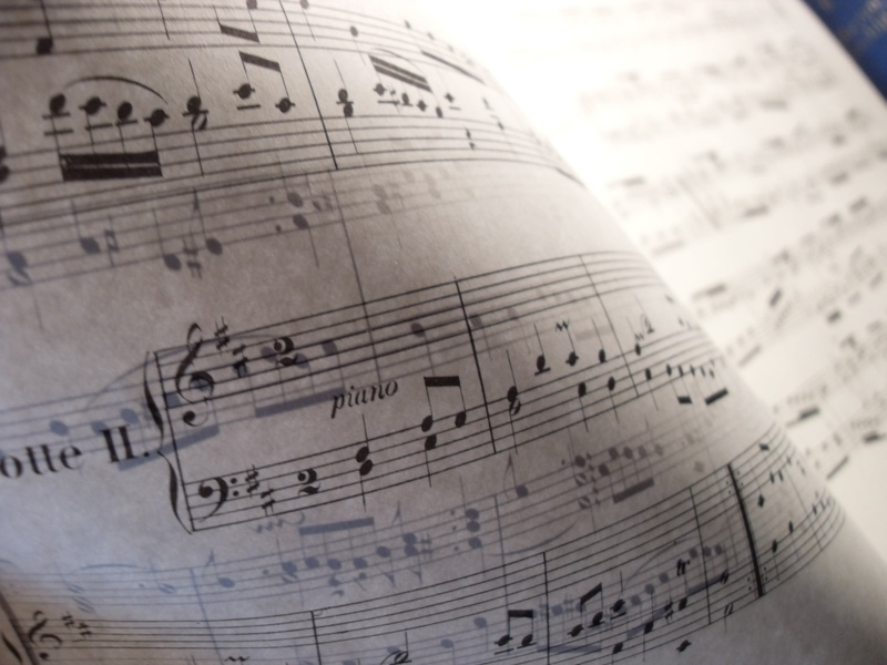 piano score, piano, classical, arts culture and entertainment, sheet, communication, indoors, high angle view, note, text, close, focus on foreground, photo