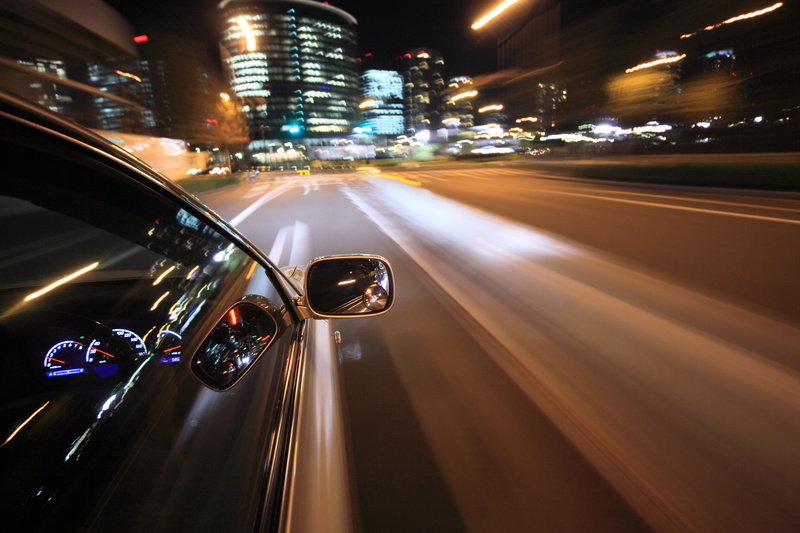 asphalt, devices, outdoors, land Vehicle, 5K, night, road, mode of transportation, modern, office building exterior, blur, light trail, movement, blurred Motion
