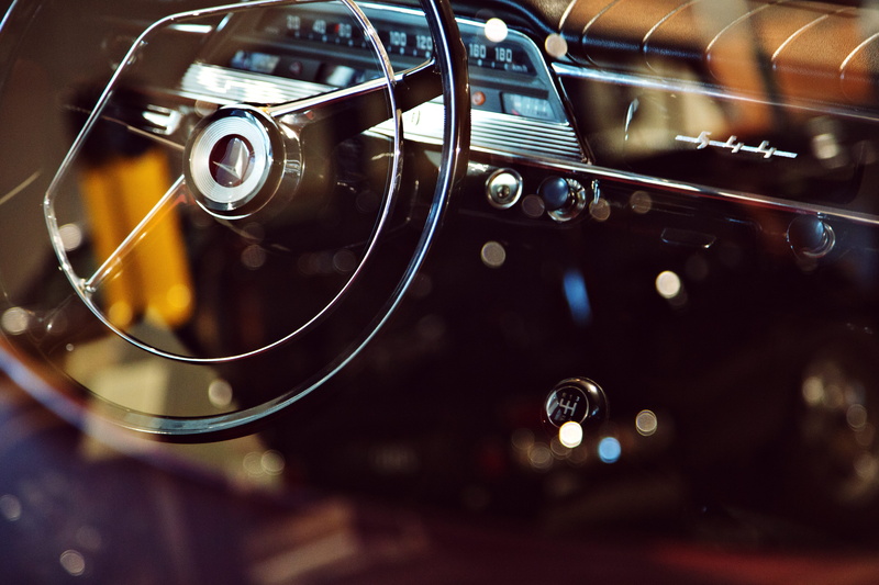 silver colored, bokeh, oldtimer, chrome, old, volvo 544, time, selective focus, dashboard, car, close-up, steering, lever, wheel, retro styled, mode of transportation