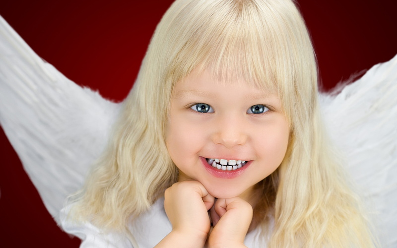 little girl, wings, 2K, angel, child, smile