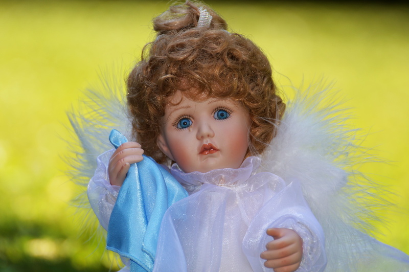 yellow, little angel, women, angel, hair, wing, offspring, curly hair, figure, toys, headshot, front view, guardian angel, innocence, childhood, females