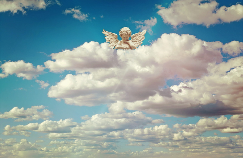beauty in nature, animal representation, animal, guards, sky, scenics, nature, blue, animal themes, bird, 4K, fleecy, cloud - sky, angel, faith, wing