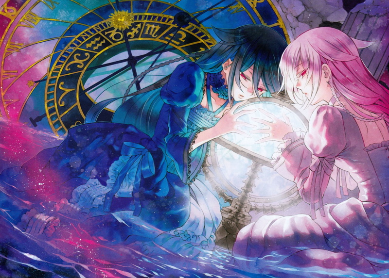 Blue, Braid, Light, Pink Hair, Dress, Blue Hair, Red Eyes, Long Hair, Anime, 1080P, Zodiac Sign, Pandora Hearts, Pink, Water, Alice Baskerville, Girl