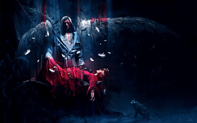 photography, maiden, dark, guardian, angel, beautiful, 3d and abstract, abstract, artwork, 1080P