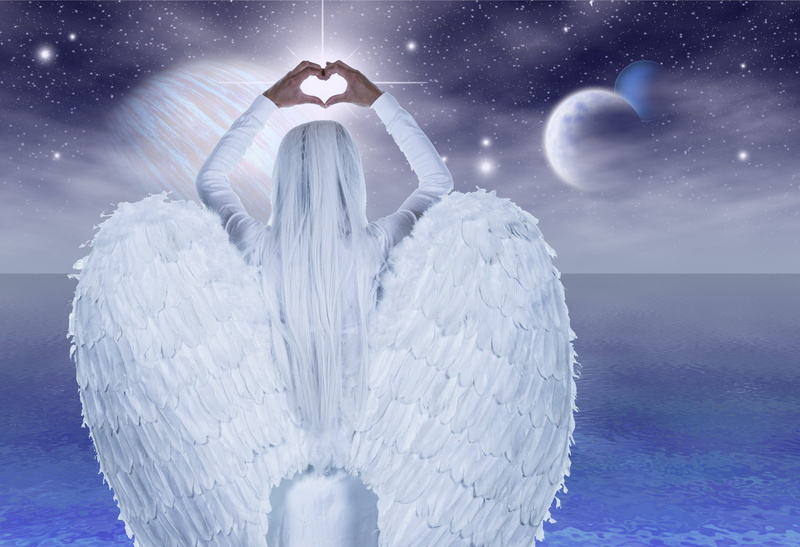 angel, one person, arms raised, faith, body part, cosmos, sky, human limb, digital composite, gesture, hand, water, rear view, adult, posturing, heart