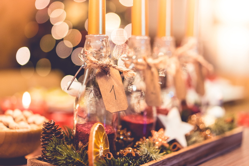 advent candles, alcohol, advent, christmas lights, diy, do it yourself, refreshment, container, december, lovely, lifestyles, bokeh, 4K, merry christmas
