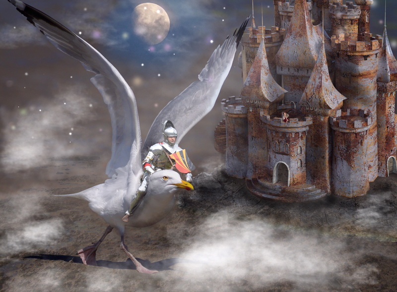 built structure, outdoors, mysticism, lighting, full length, moonlight, nature, transportation, clothing, digital composite, light, fairytale, fantasy