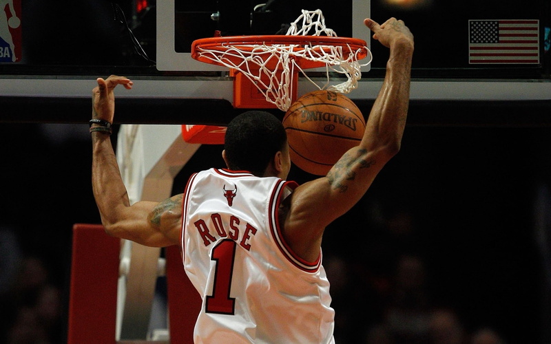 sports, 1080P, nba, chicago, rose, bulls, basketball, derrick, slam, dunk