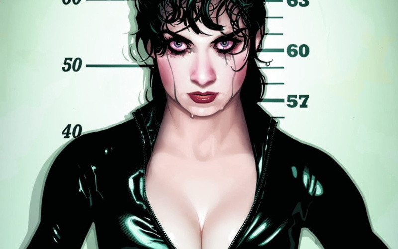 indoors, black, lipstick, top, lifestyles, front view, beauty, adult, Catwoman, beautiful woman, Selina Kyle, zip, headshot, one person, young women, hair