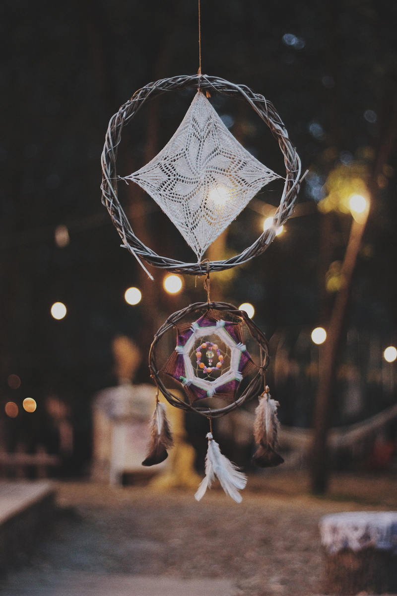focus on foreground, art and craft, christmas decoration, focus, outdoors, no people, hanging, dreamcatcher, christmas ornament, craft, celebration, shape