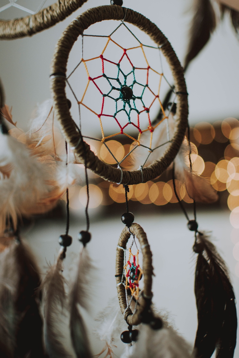 religion, day, dream, bokeh, no people, decoration, craft, dreamcatcher, feather, creativity, lights, colors, craft product, hanging, photography, indoors