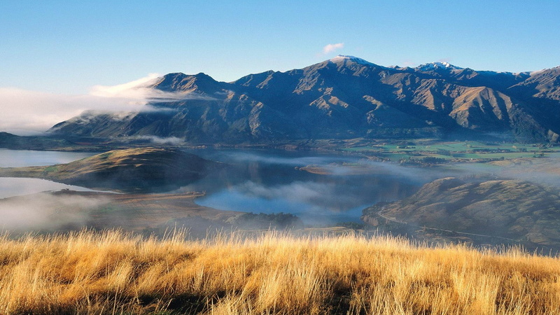 new zealand, peak, mist, nature, travel, 3d and abstract, mountain, grass, roy, 1080P, view, hills, s, zeal, new