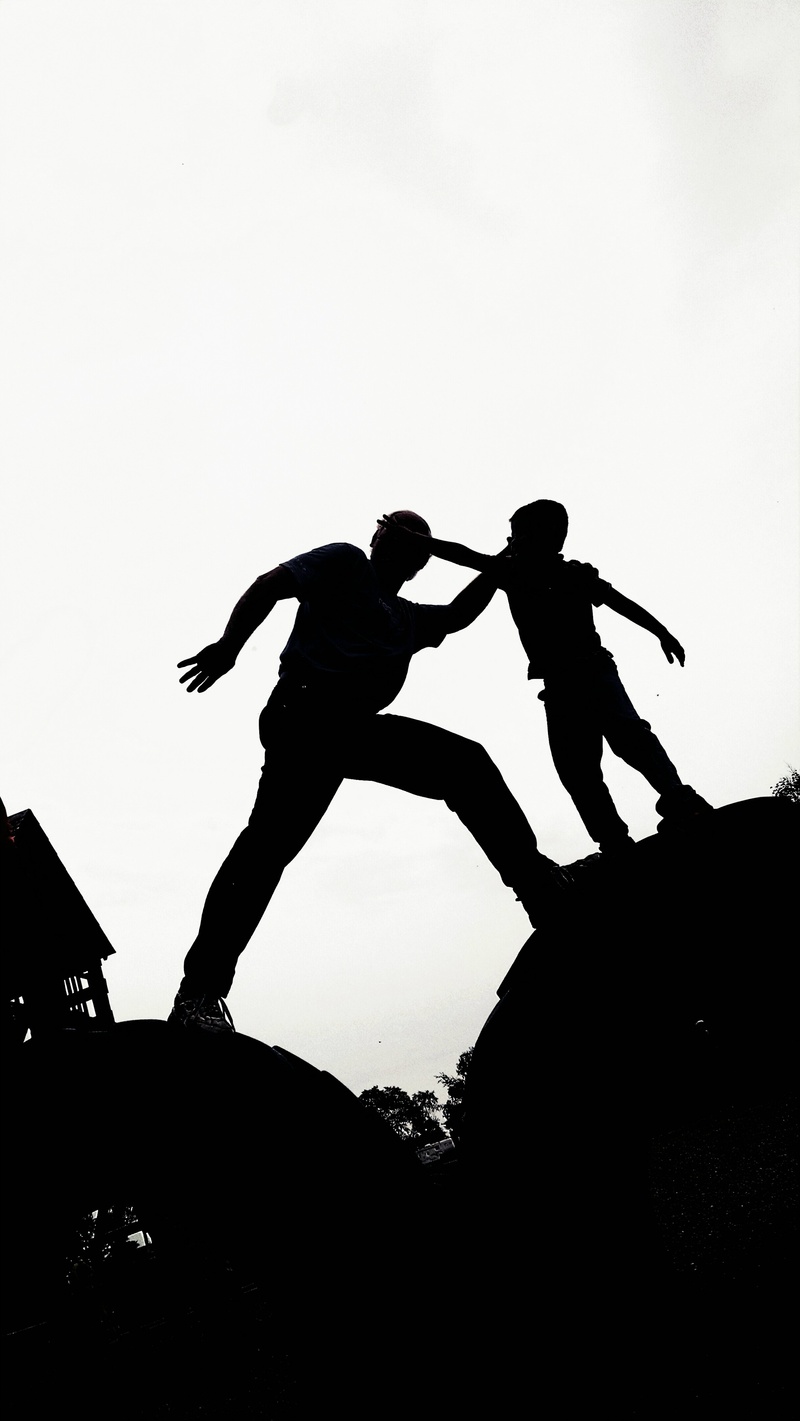 leisure activity, near, outdoors, silhouette, sky, mode of transportation, parent, climb, full length, real people, friendship, standing, 4K, son, women