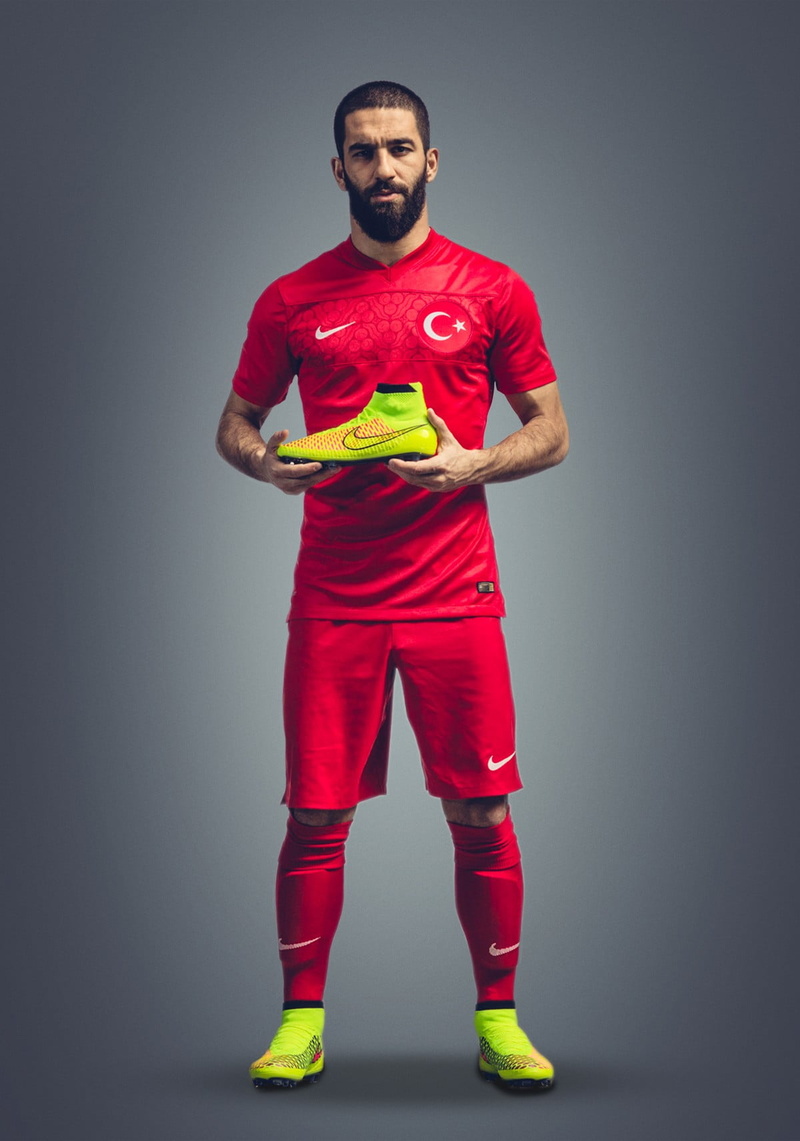 indoors, red, front view, serious, soccer, portrait, jersey, Nike, clothing, adult, sport, looking at camera, facial hair, men, Arda Turan, standing, beard