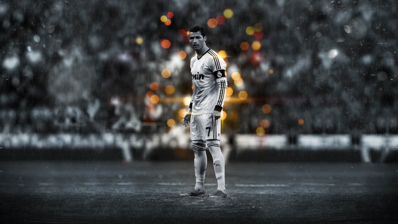 sports, adult, selective focus, Cristiano Ronaldo, obscured face, architecture, sport, protection, walking, selective coloring, standing, player, uniform