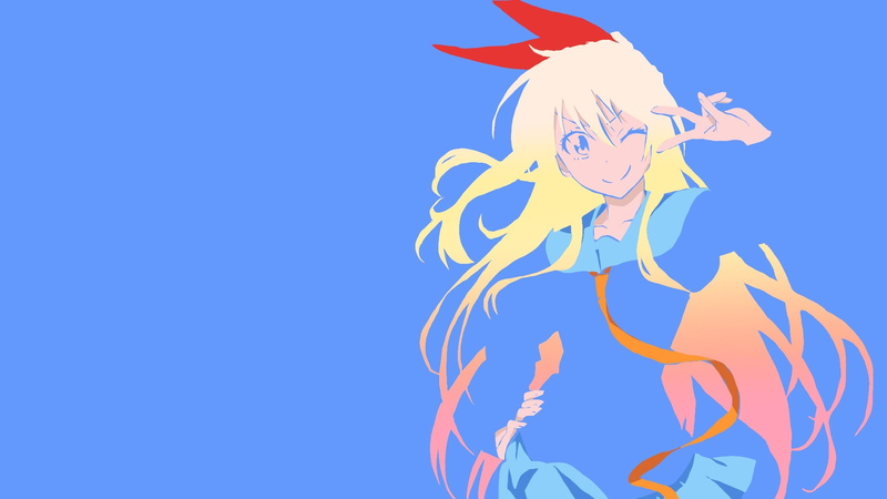 day, copy space, nature, anime girls, colored background, one person, blue background, animal wildlife, side view, Kirisaki Chitoge, adult, 1080P, clear sky