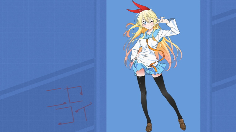 women, full length, anime, blue, occupation, anime girls, creativity, Kirisaki Chitoge, nature, digital composite, clear sky, colored background, men, 1080P