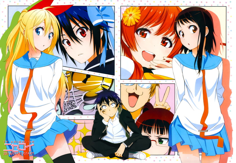 Kirisaki Chitoge, two people, Shuu Maiko, real people, transfer print, indoors, art and craft, emotion, Ichijou Raku, people, representation