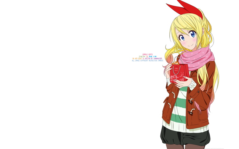 three quarter length, childhood, creativity, toy, white background, celebration, Nisekoi, copy space, anime girls, standing, front view, lifestyles, Kirisaki Chitoge
