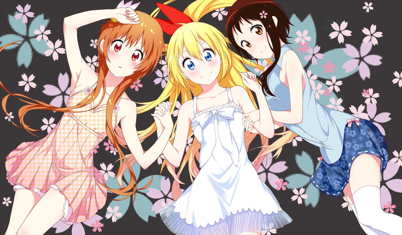female likeness, representation, portrait, disguise, looking at camera, night, Nisekoi, celebration, young adult, Marika Tachibana, Kosaki Onodera, Chitoge Kirisaki