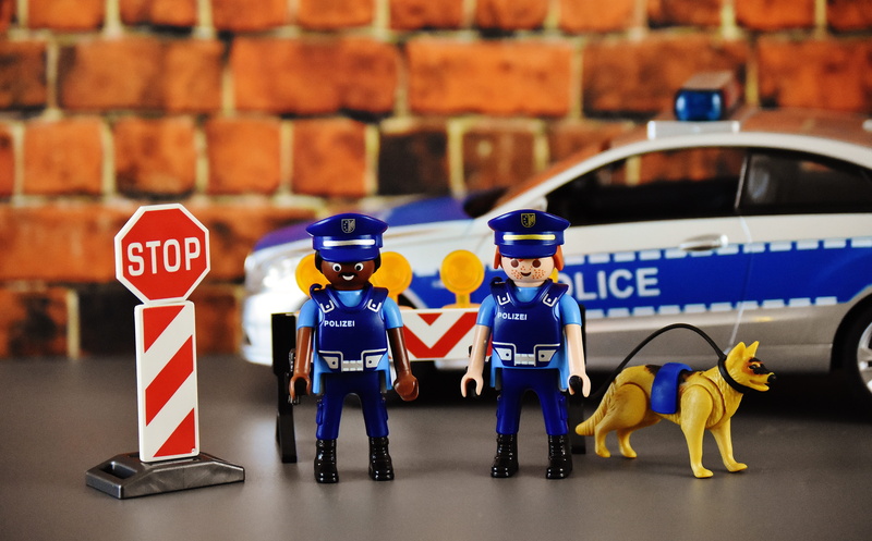 blue, mode of transportation, males, togetherness, child, cop, protection, use, police, toy, playmobil, protect, boys, sport, police usage, focus on foreground